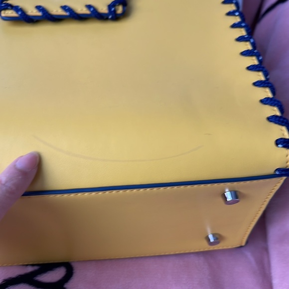 ADINA MUSE YELLOW LEATHER STITCHED HANDBAG - Picture 5 of 10